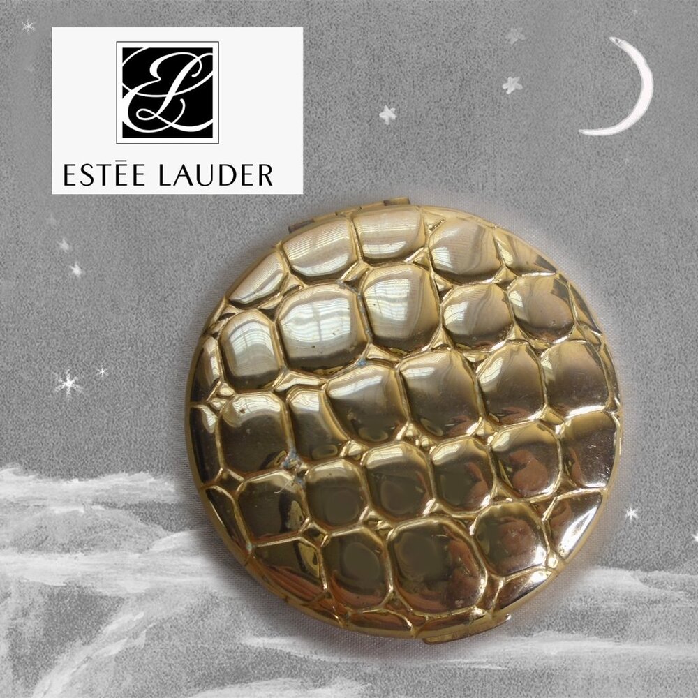 Vintage Estee Lauder Original Golden Alligator Compact, Unused Collectible